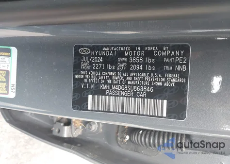 2025 Hyundai Elantra Sel Sport from USA, damaged, VIN KMHLM4DG8SU863846